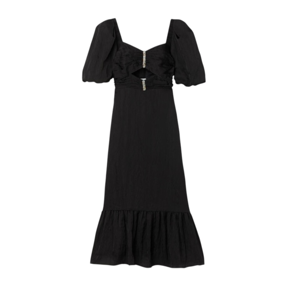 NWT Sandro Dress Falbala Noir Embellished Rhinestone Size US 4 - 6 / 38 - Picture 4 of 13